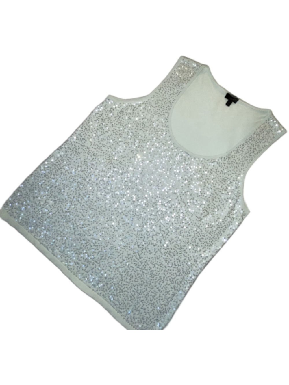 Talbots Woman 1X Aqua Mint Sequin Tank Top Silk Cotton Sleeveless